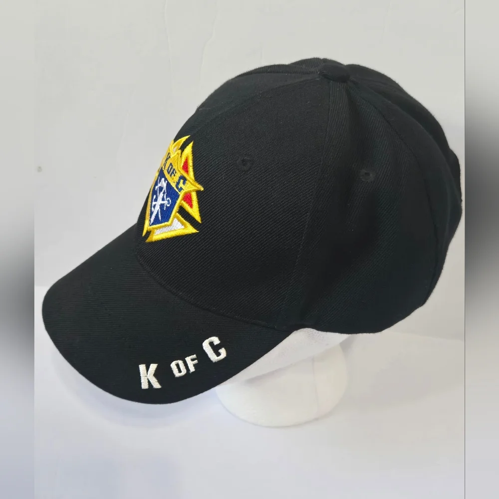 Knights of Columbus K of C Embroidered Baseball Cap Hat Black Adjustable Cap Kin - Picture 4 of 6